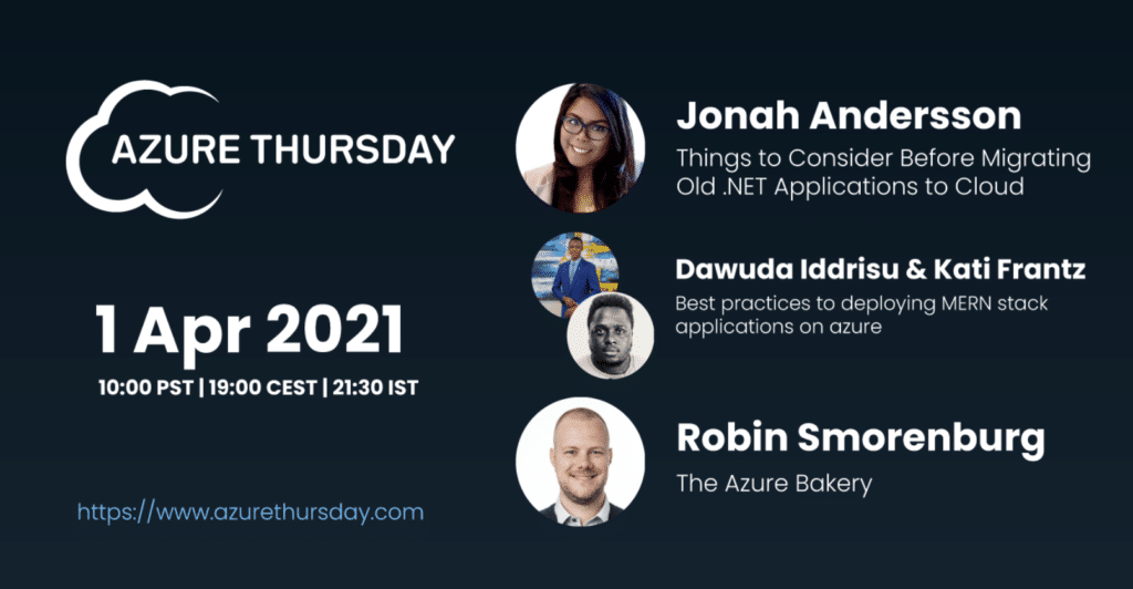 Jonah Andersson on AzureThursday April 2021 Things to Consider moving to cloud