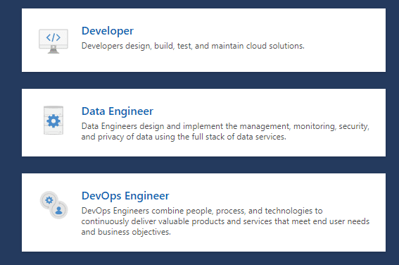 Microsoft Certifications for different technical roles